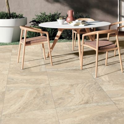 Carrelage sol extérieur en grès cérame émaillé effet pierre beige l.60 x L.60 x ép.0,8 cm Sienna