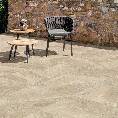Carrelage sol extérieur en grès cérame émaillé effet pierre beige l.60 x L.60 x ép.0,8 cm Sienna
