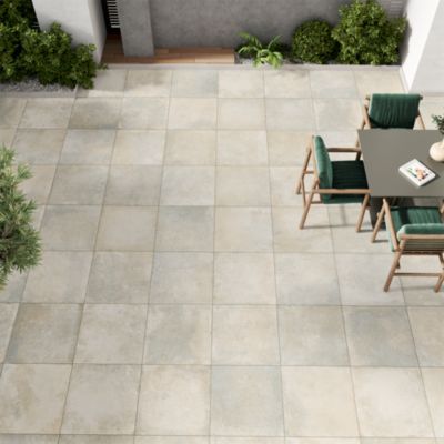 Carrelage sol extérieur en grès cérame émaillé effet pierre gris clair l.60 x L.60 x ép.2 cm Arina