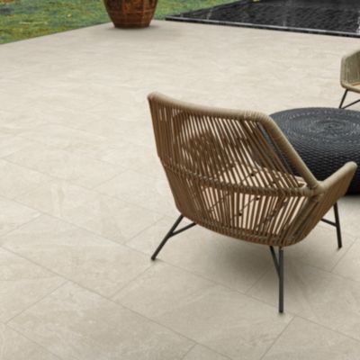 Carrelage sol extérieur en grès cérame émaillé effet pierre ivoire l.60 x L.30 x ép.0.8 cm Ardesi