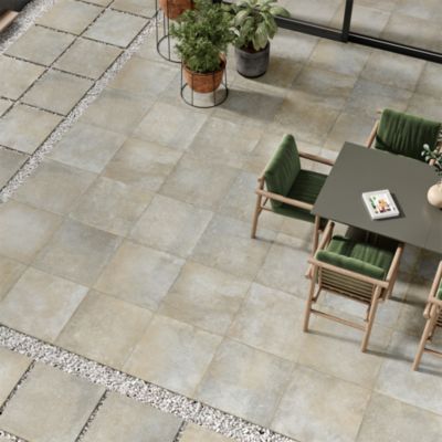 Carrelage sol extérieur en grès cérame émaillé effet pierre taupe l.60 x L.60 x ép.2 cm Arina