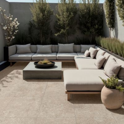 Carrelage sol extérieur en grès cérame émaillé effet travertin beige foncé l.60 x L.60 x ép.0.74 cm Traverno