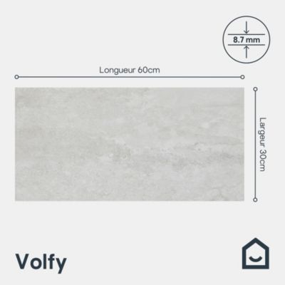 Carrelage sol extérieur gris effet pierre L.60 x l.30 cm x ép.8,7 mm, Volfy
