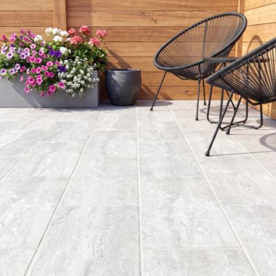Carrelage sol extérieur gris effet pierre L.60 x l.30 cm x ép.8,7 mm, Volfy