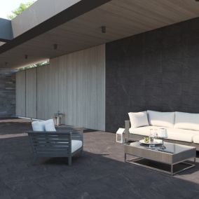 Carrelage sol extérieur Slate anthracite 30 x 60 cm