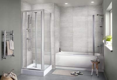 Carrelage sol gris 30 x 60 cm Soft Travertin