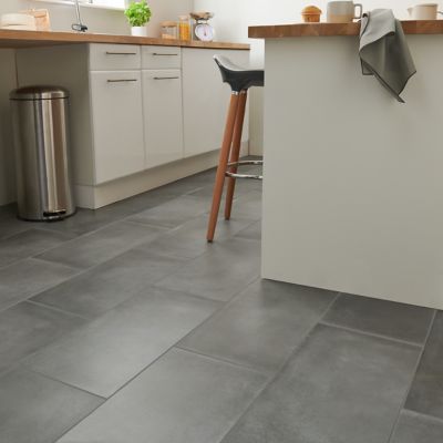 Carrelage sol gris foncé effet béton L.60 x l.30 cm x ép.10 mm, Smooth
