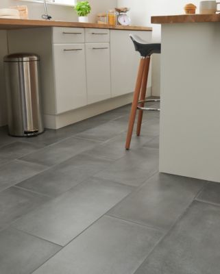 Carrelage sol gris foncé effet béton L.60 x l.30 cm x ép.10 mm, Smooth