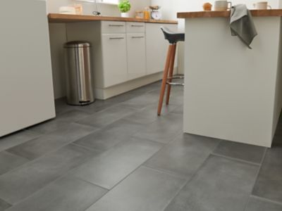 Carrelage sol gris foncé effet béton L.60 x l.30 cm x ép.10 mm, Smooth