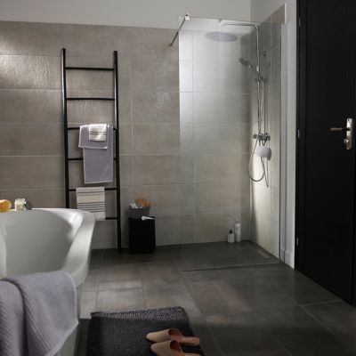 Carrelage sol gris lapatto 30 x 60 cm Metalized
