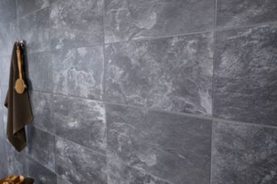Carrelage sol intérieur anthracite L.61,5 x l.30,8 cm x ép.8 mm, Shaded