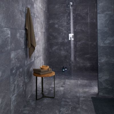 Carrelage sol intérieur anthracite L.61,5 x l.30,8 cm x ép.8 mm, Shaded