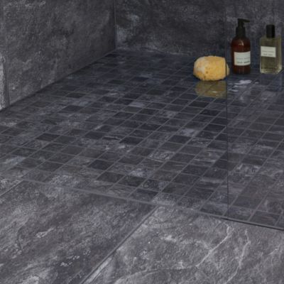 Carrelage sol intérieur anthracite L.61,5 x l.30,8 cm x ép.8 mm, Shaded