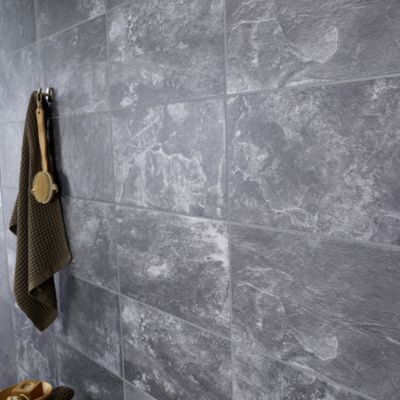 Carrelage sol intérieur anthracite L.61,5 x l.30,8 cm x ép.8 mm, Shaded