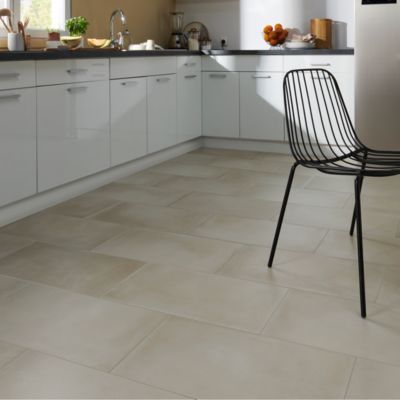 Carrelage sol intérieur beige effet béton L.60 x L.30 cm x ép.10 mm, Smooth