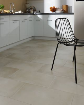 Carrelage sol intérieur beige effet béton L.60 x L.30 cm x ép.10 mm, Smooth