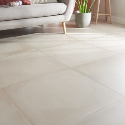 Carrelage sol intérieur beige effet béton L.60 x L.60 cm x ép.10 mm, Smooth