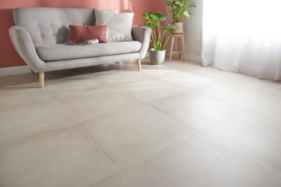 Carrelage sol intérieur beige effet béton L.60 x L.60 cm x ép.10 mm, Smooth