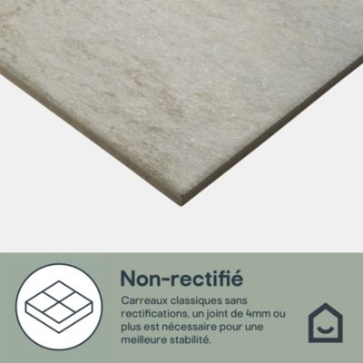 Carrelage sol intérieur beige effet pierre 61,5 x l.30,8 cm x ép.8 mm, Shaded