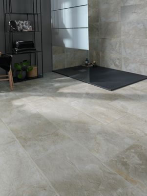 Carrelage sol intérieur beige effet pierre 61,5 x l.30,8 cm x ép.8 mm, Shaded