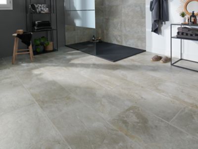 Carrelage sol intérieur beige effet pierre 61,5 x l.30,8 cm x ép.8 mm, Shaded