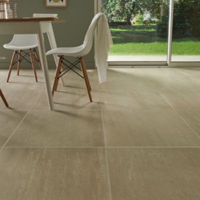 Carrelage sol intérieur beige effet pierre L.60 x l.60 cm x ép.9,2 mm, Soft Travertin
