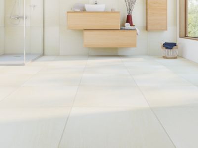 Carrelage sol intérieur beige effet pierre L.60 x l.60 cm x ép.9,2 mm, Soft Travertin