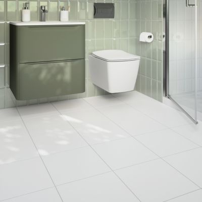 Carrelage sol intérieur blanc effet pierre L.33 x l.33 cm x ép.8,5 mm, Monzie