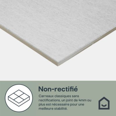 Carrelage sol intérieur blanc effet pierre satin L.60 x l.30 cm x ép.8 mm, Natural