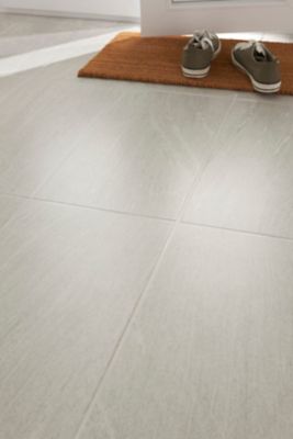 Carrelage sol intérieur blanc effet pierre satin L.60 x l.30 cm x ép.8 mm, Natural