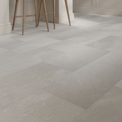 Carrelage sol intérieur effet pierre ivoire L.60 x l.30 cm x ép.8 mm, Soft Travertin