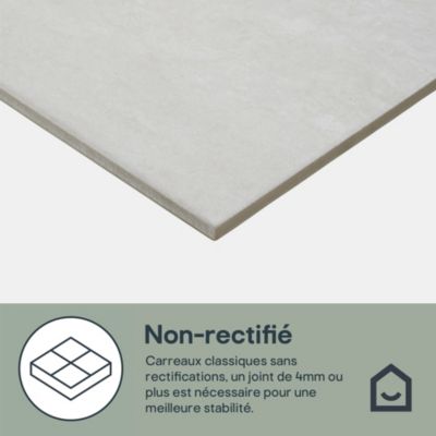 Carrelage sol intérieur effet pierre ivoire L.60 x l.30 cm x ép.8 mm, Soft Travertin