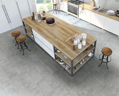 Carrelage sol intérieur grès cérame émaillé aspect béton gris Tendance 30 x 60 cm