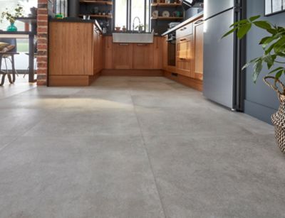 Carrelage sol intérieur gris clair effet béton L.60 x l.60 cm x ép.9 mm, Kontainer