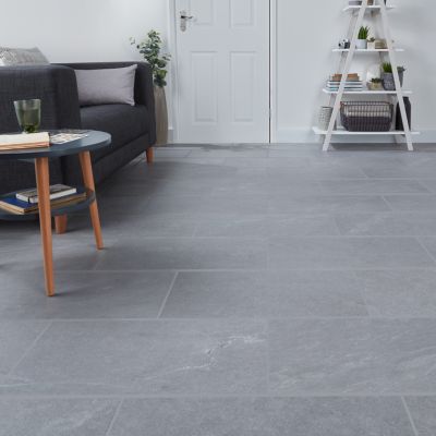 Carrelage sol intérieur gris effet pierre L.60 x l.30 cm x ép.10 mm , Slate