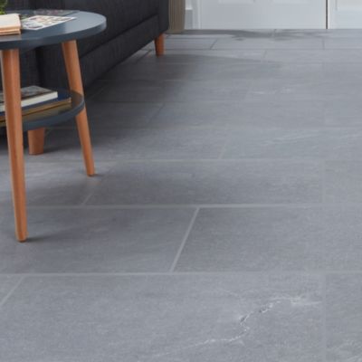 Carrelage sol intérieur gris effet pierre L.60 x l.30 cm x ép.10 mm , Slate