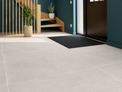 Carrelage sol intérieur ivoire effet béton L.100 x l.100 cm x ép.10 mm, Manhattan