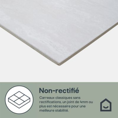 Carrelage sol intérieur ivoire effet pierre L.60 x l.60 cm x ép.9,2 mm, Soft Travertin