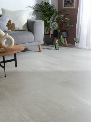 Carrelage sol intérieur ivoire effet pierre L.60 x l.60 cm x ép.9,2 mm, Soft Travertin