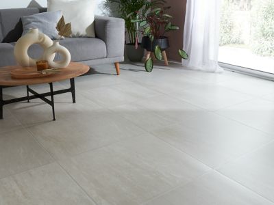 Carrelage sol intérieur ivoire effet pierre L.60 x l.60 cm x ép.9,2 mm, Soft Travertin