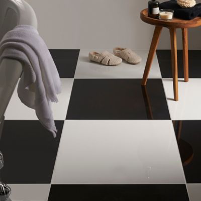 Carrelage sol intérieur noir poli ultra brillance L.60 x l.60 cm x ép.9,5 mm, Livourne