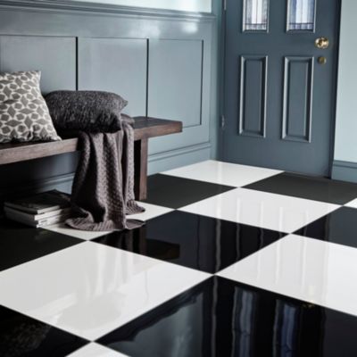 Carrelage sol intérieur noir poli ultra brillance L.60 x l.60 cm x ép.9,5 mm, Livourne