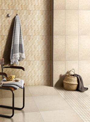 Carrelage sol intérieur taupe beige effet pierre L.61,5 x l.61,5 cm x ép.9 mm, Soft Lime Stone