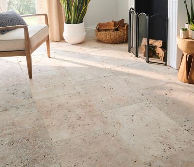 Carrelage sol intérieur travertin L.61 x l.40,6 cm x ép.12 mm, Antique