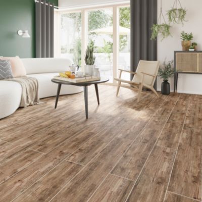 Carrelage sol marron 20 x 120 cm Cotage