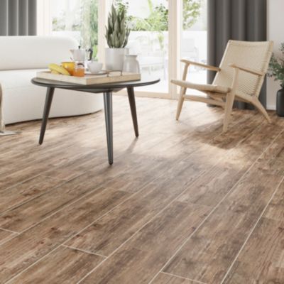Carrelage sol marron 20 x 120 cm Cotage