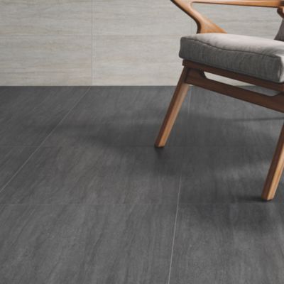 Carrelage sol Matstone effet pierre 60 x 60 cm anthracite GoodHome