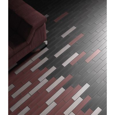 Carrelage sol / mur brique déco mixe mate et brillant effet béton noir 6x30 cm WADI DECOR NOIR
