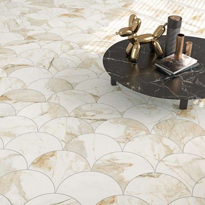Carrelage sol / mur écaillon poisson effet marbre grand format NIKOI TULUM KIRUNA