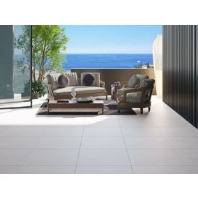 Carrelage sol / mur effet béton blanc LUNA OFF WHITE l.60 x L.120 cm Mat LIMCARO